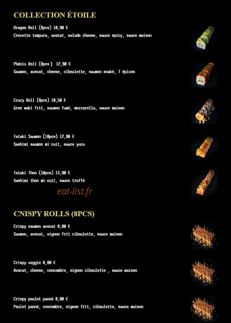 Sushi Étoile — carte page 1