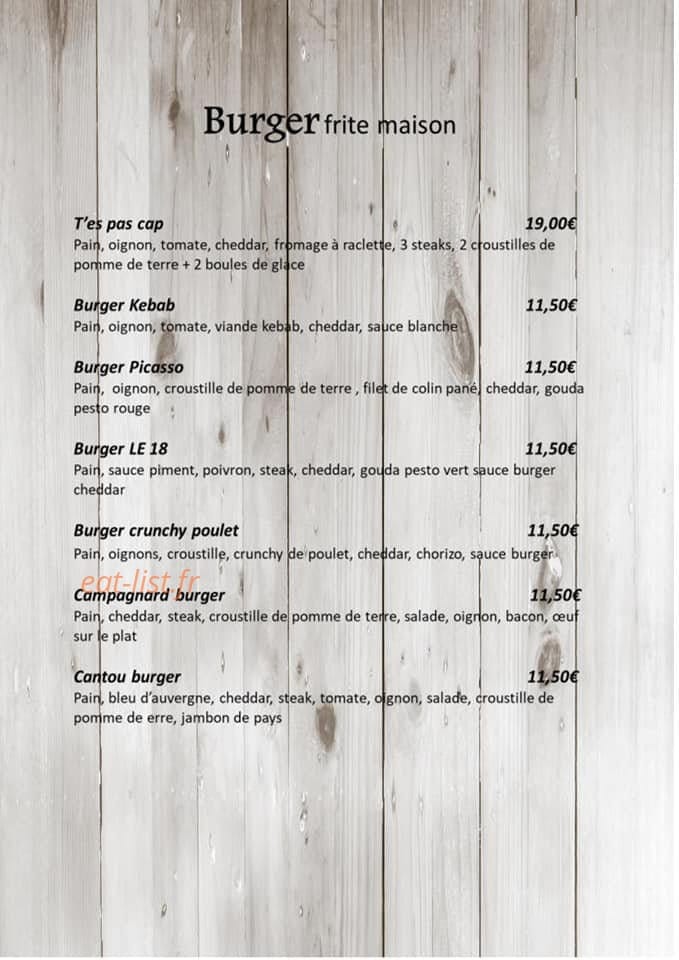 Carte et menu de Chez Sab à Gironde sur Dropt — Burgers