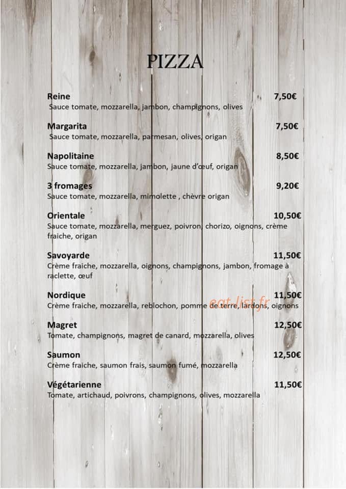Carte et menu de Chez Sab à Gironde sur Dropt — Pizzas