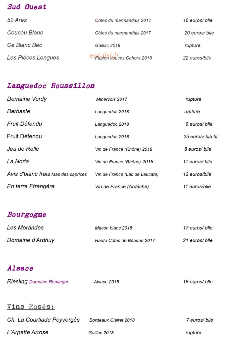 C' du Vin... — carte page 2