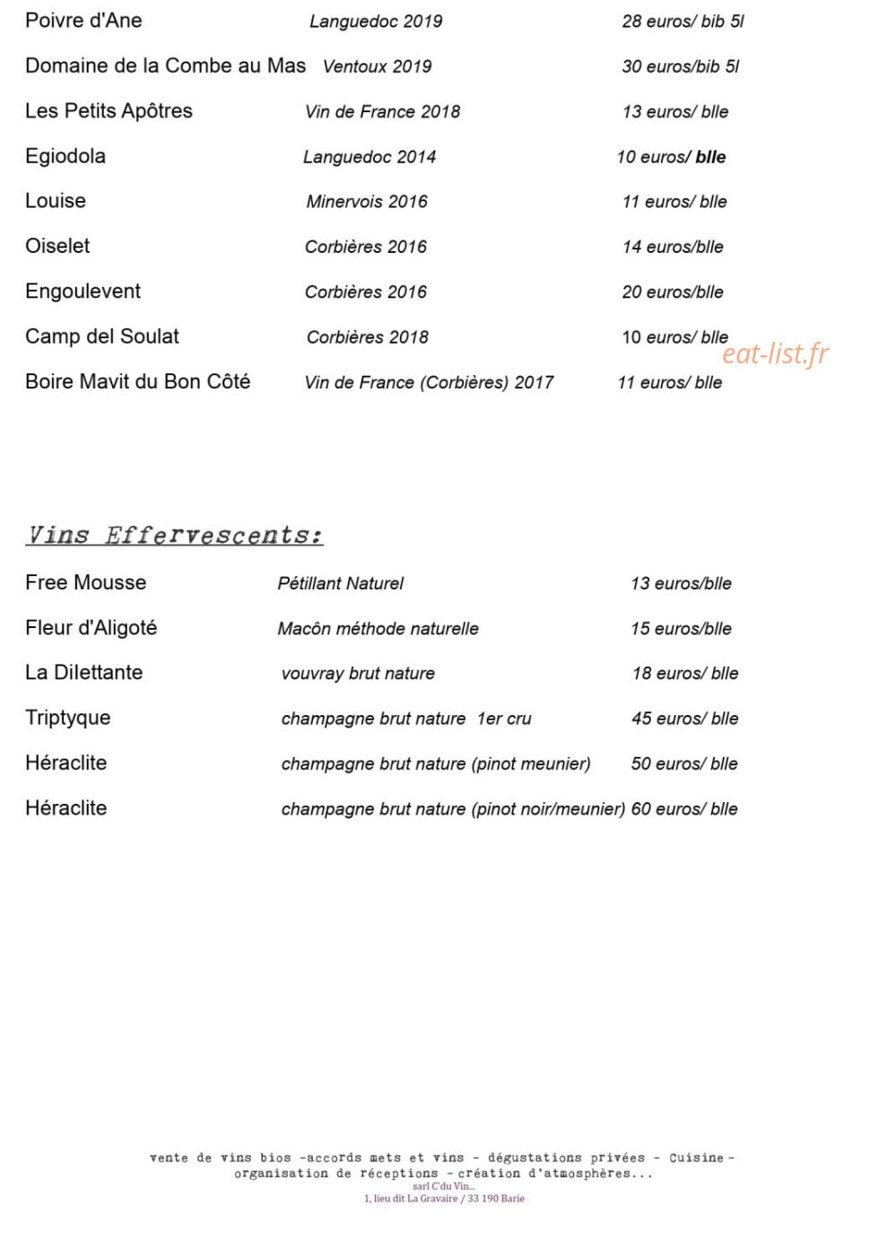 C' du Vin... — carte page 5