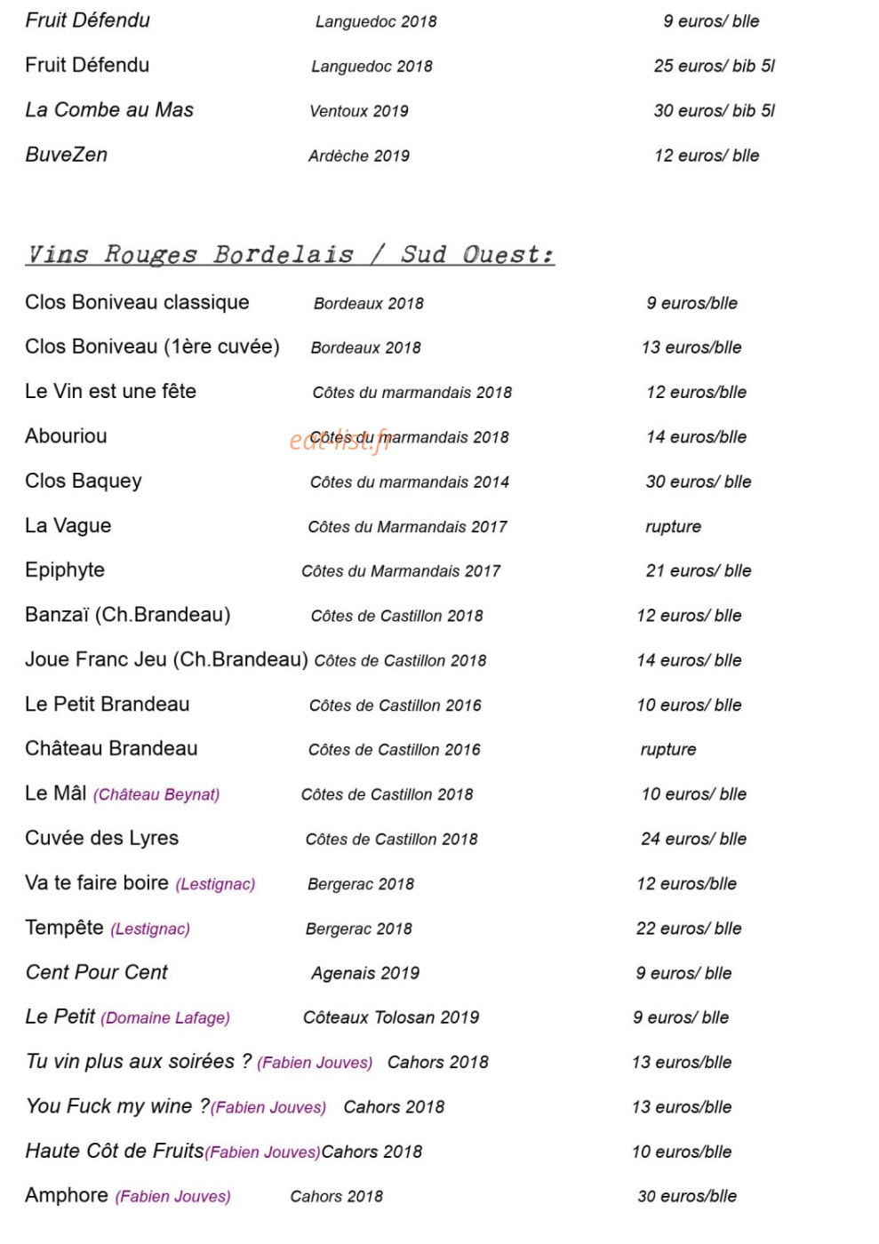 C' du Vin... — carte page 3