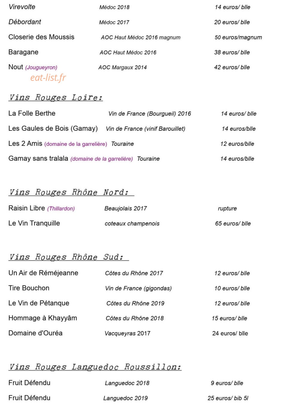 C' du Vin... — carte page 4
