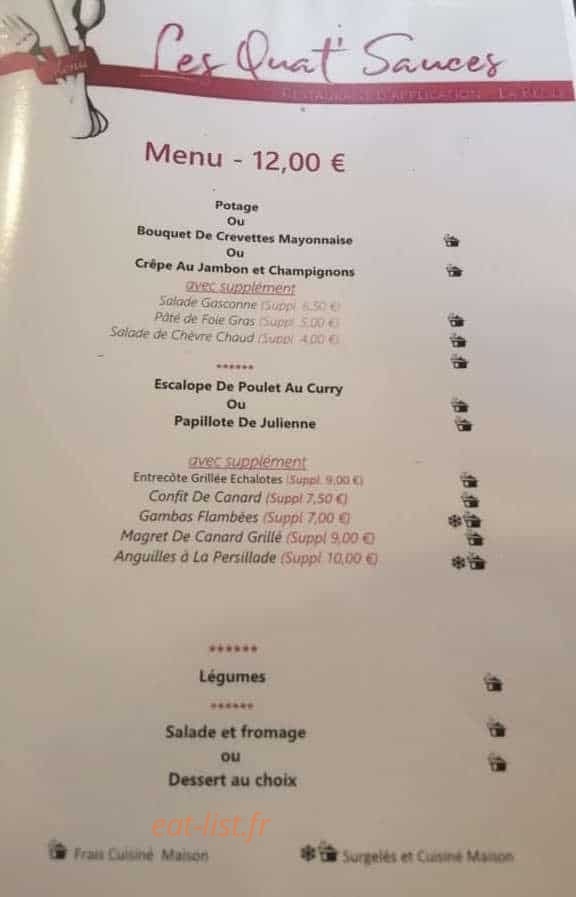 Les Quat'Sauces — carte page 1