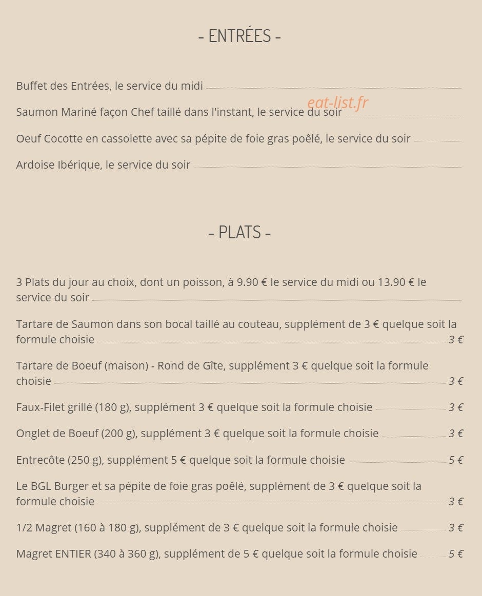 Brasserie de la Gare — carte page 1