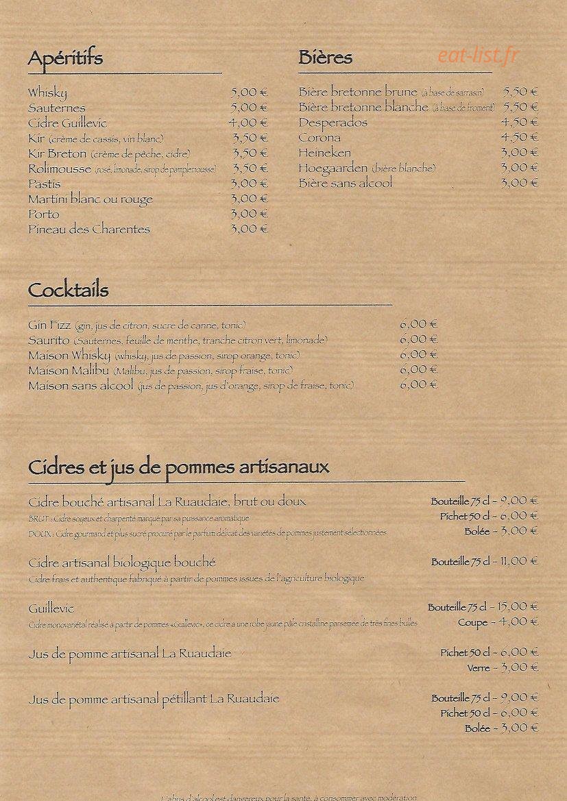 Crêperie Le Menhir — carte page 8