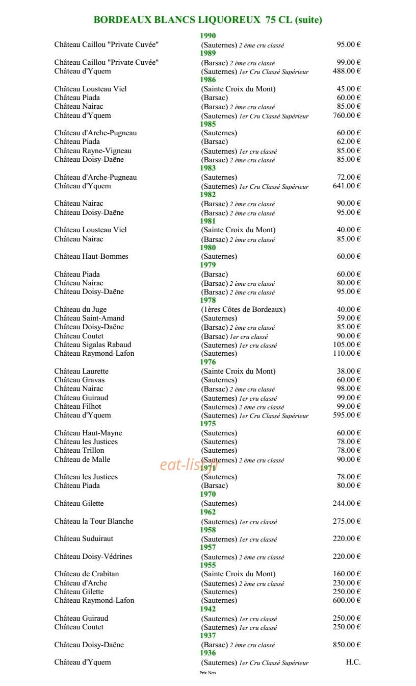 Hôtel Restaurant Claude Darroze — carte page 11