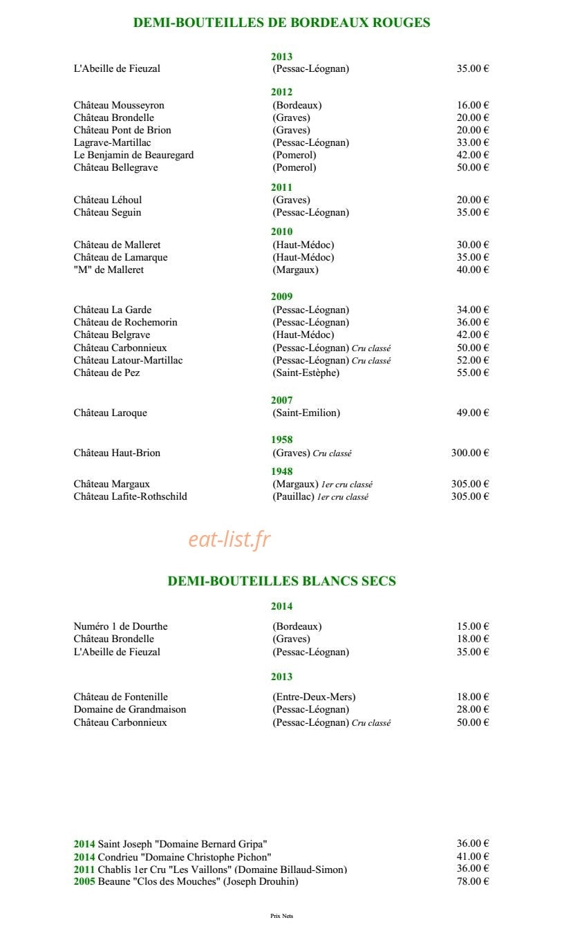 Hôtel Restaurant Claude Darroze — carte page 8