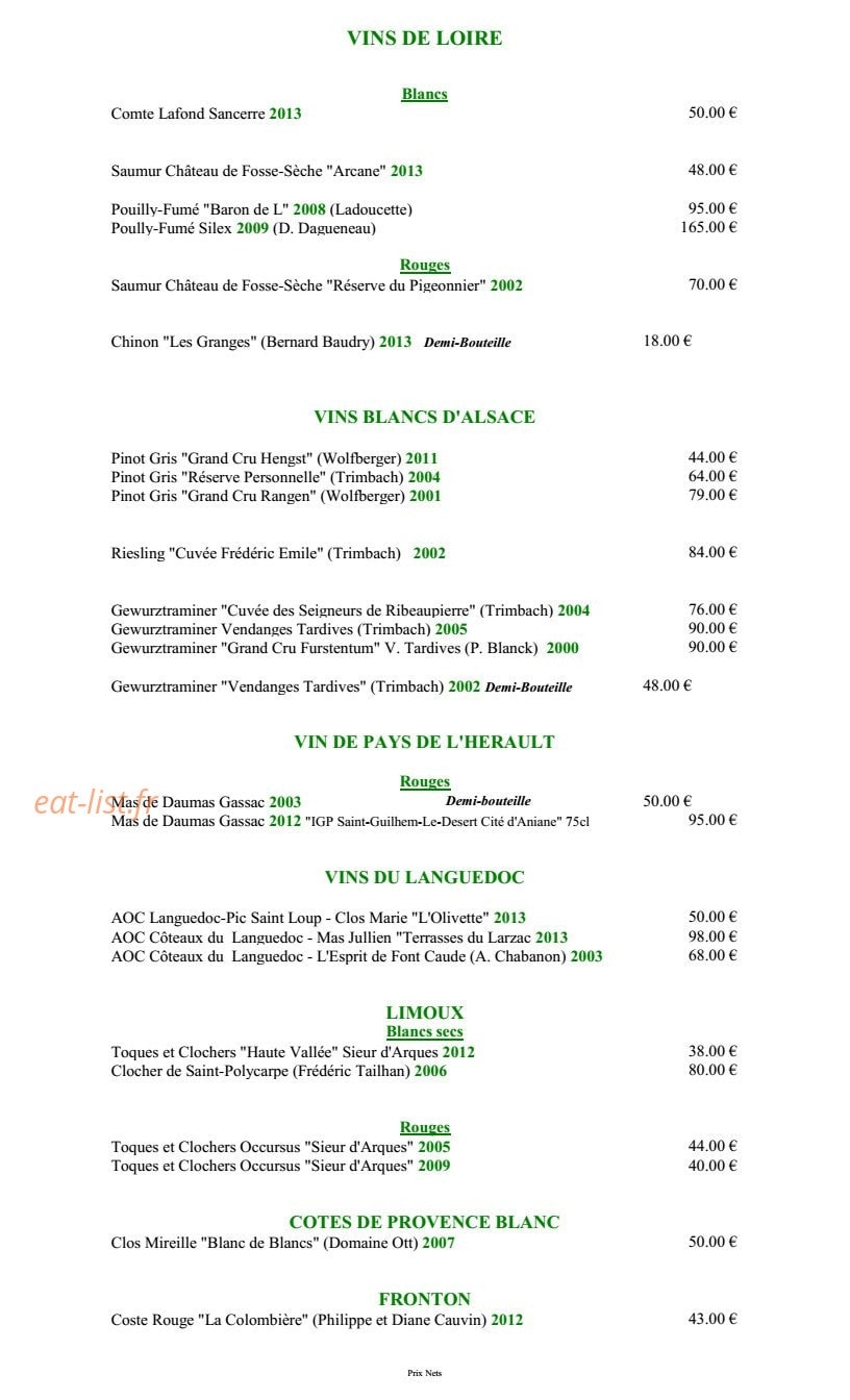 Hôtel Restaurant Claude Darroze — carte page 14