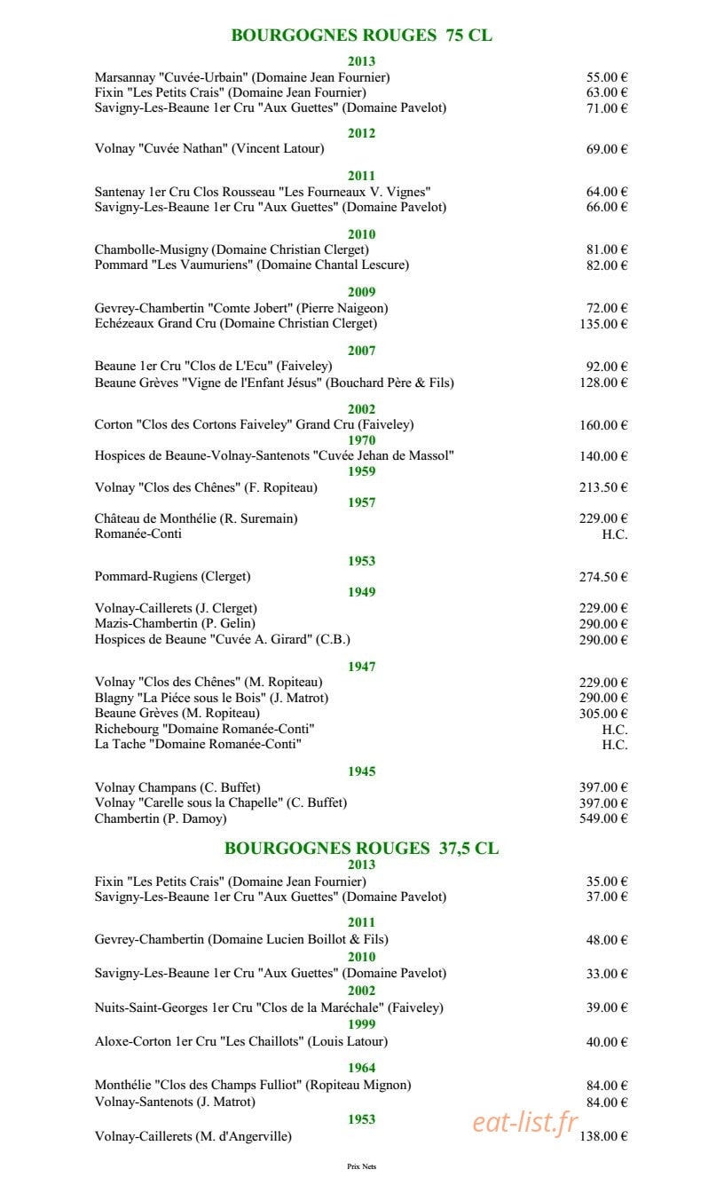 Hôtel Restaurant Claude Darroze — carte page 12