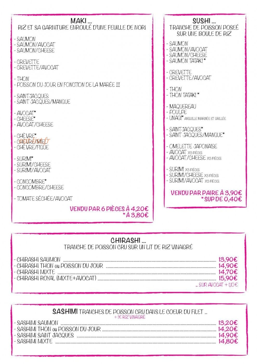 J'Adooore Les Sushis — carte page 2