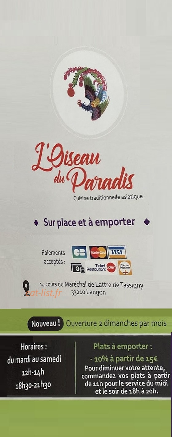 L'Oiseau du Paradis — carte page 1
