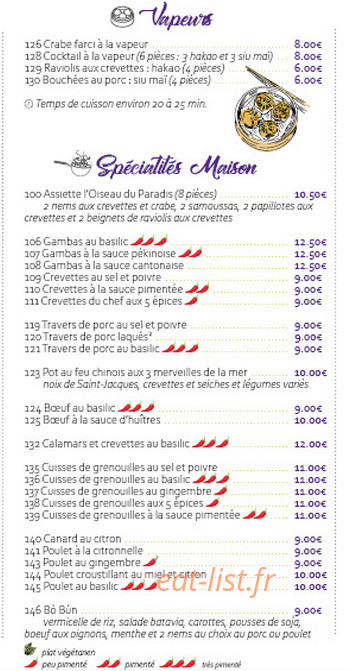 L'Oiseau du Paradis — carte page 4