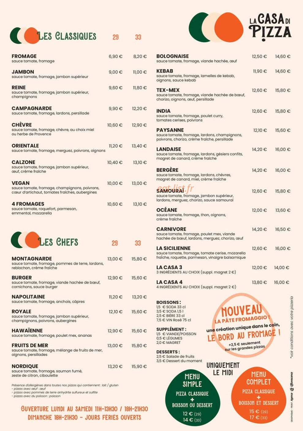 La Casa Di Pizza — carte page 2