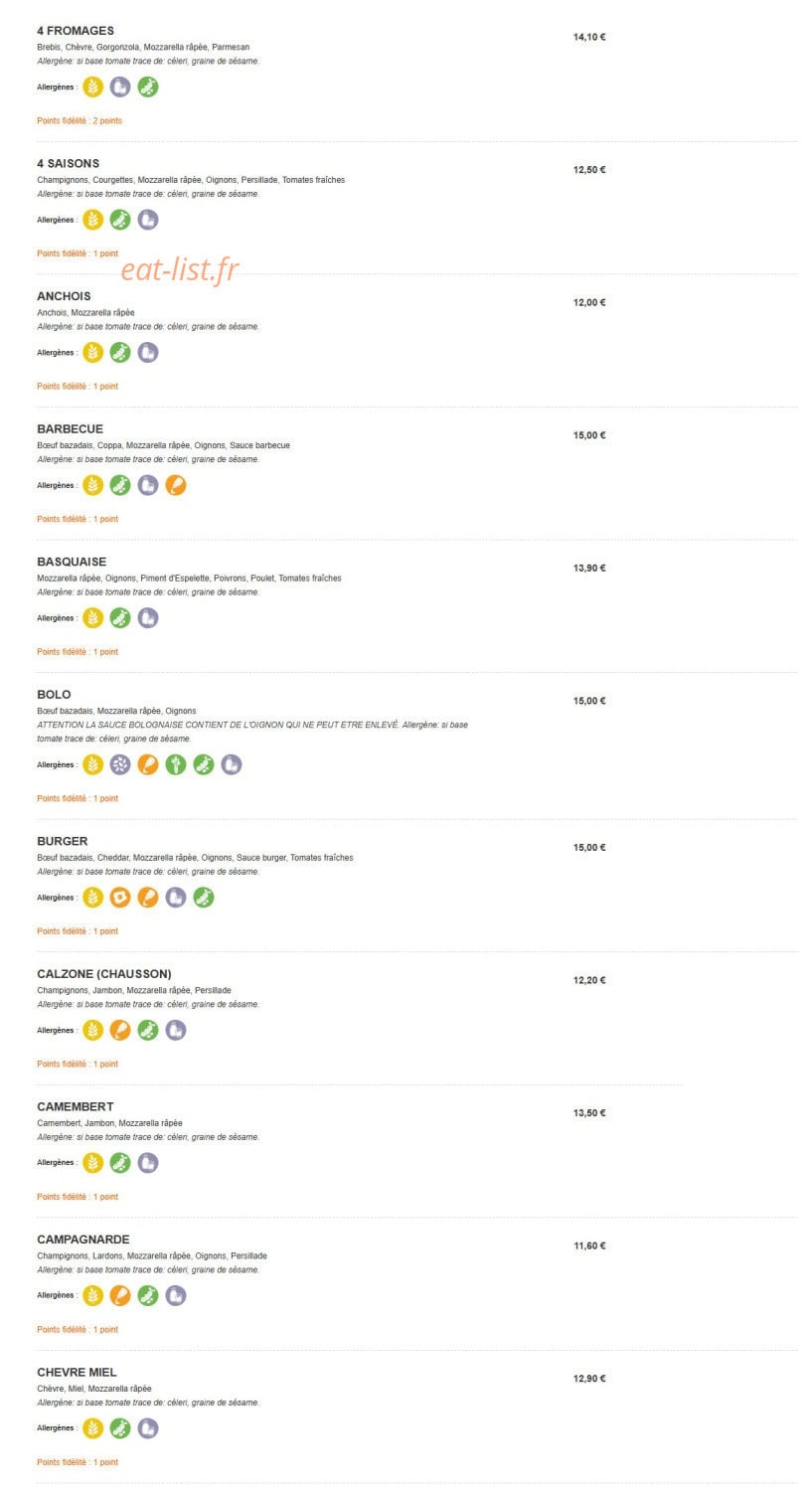 LM Pizzas — carte page 1