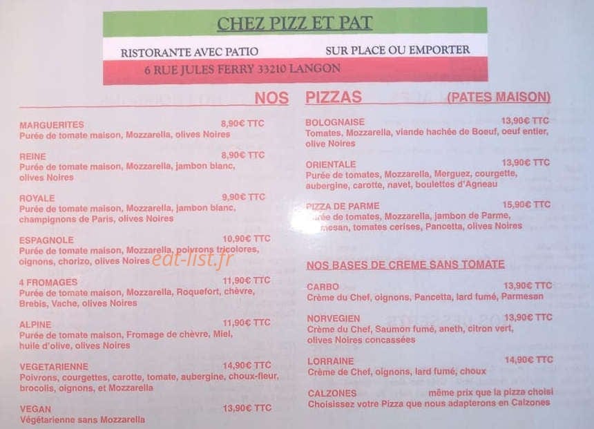 Pizz et Pat — carte page 1