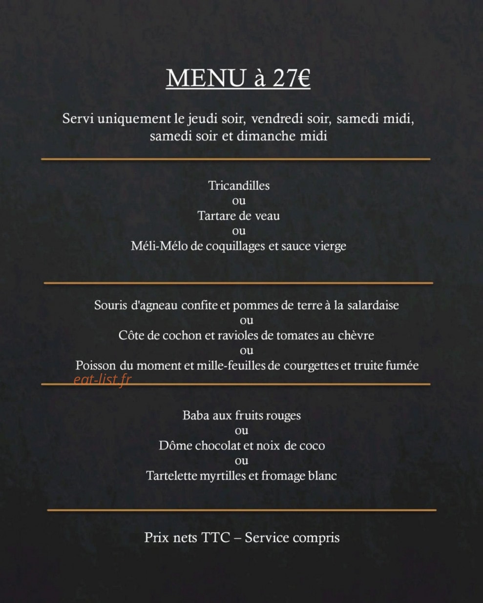 Chez Mimou — carte page 1