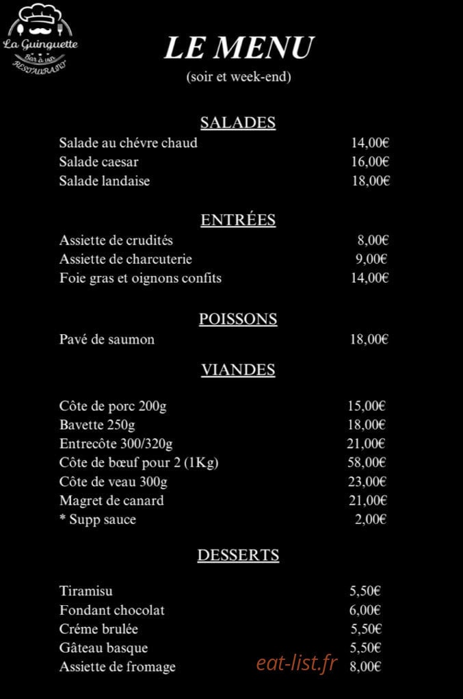 La Guinguette — carte page 1