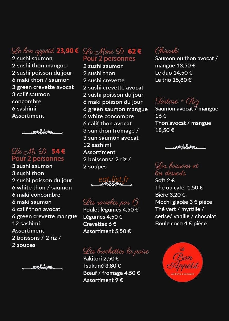 Le Bon Appétit — carte page 3