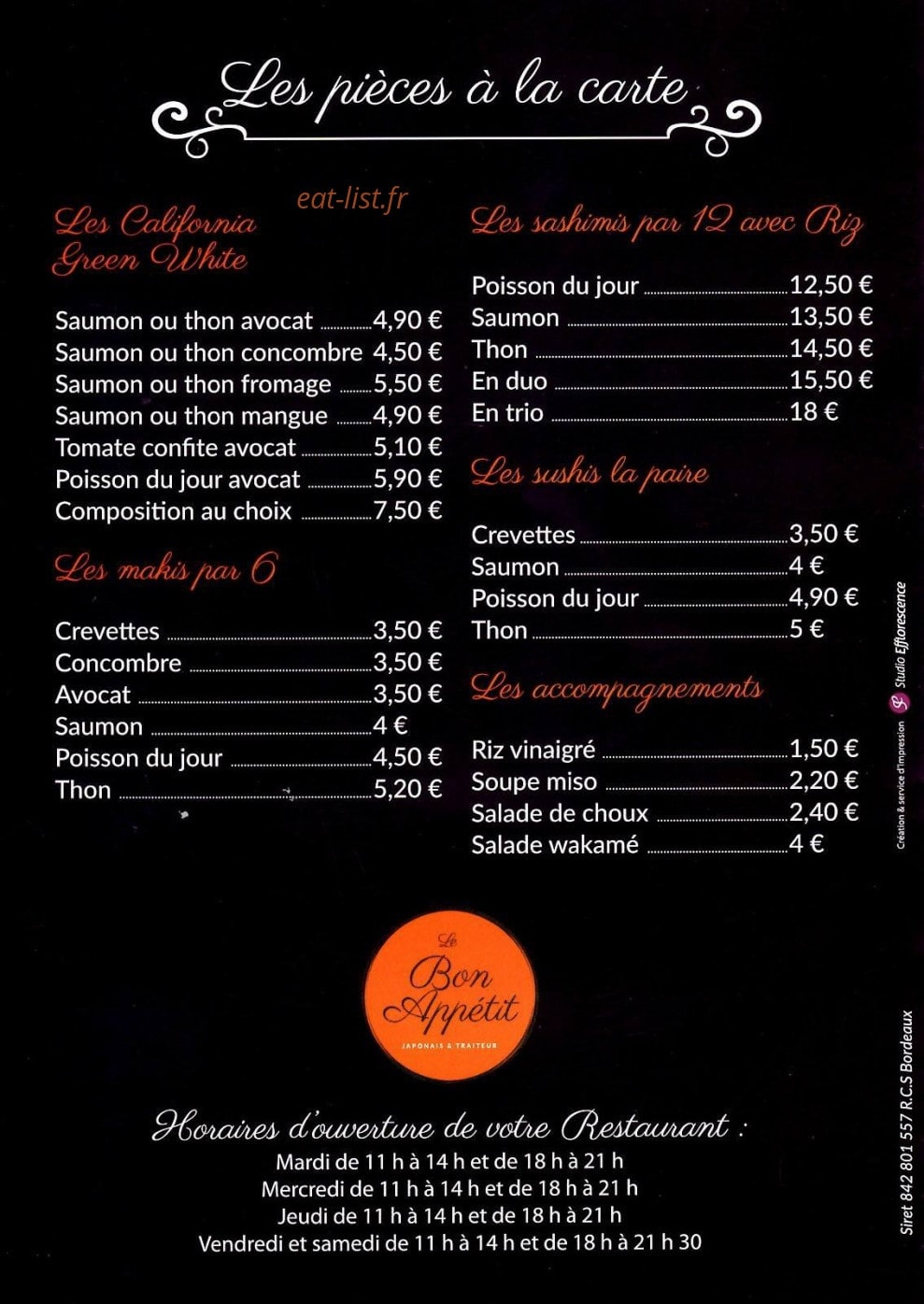 Le Bon Appétit — carte page 4