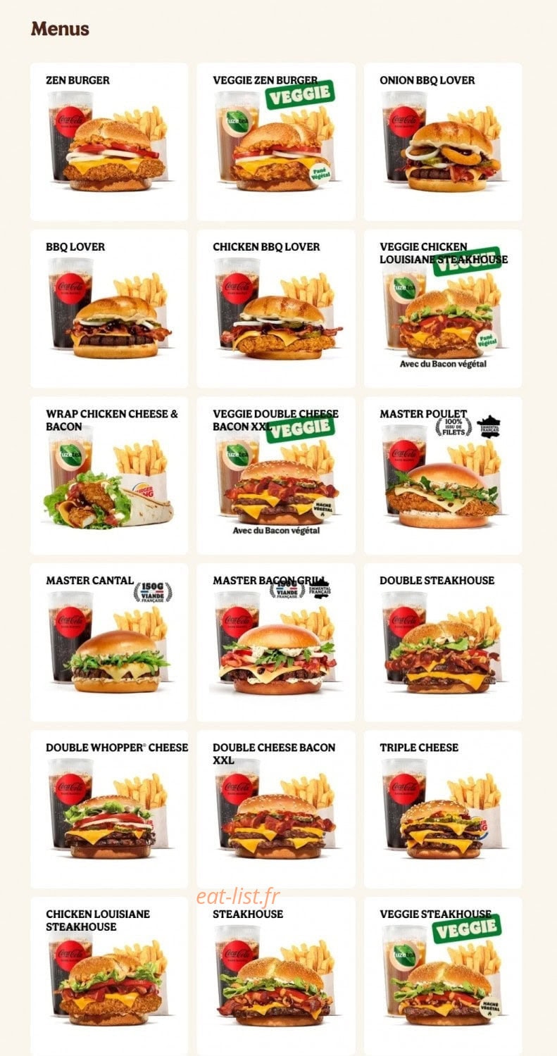 Burger King — carte page 3