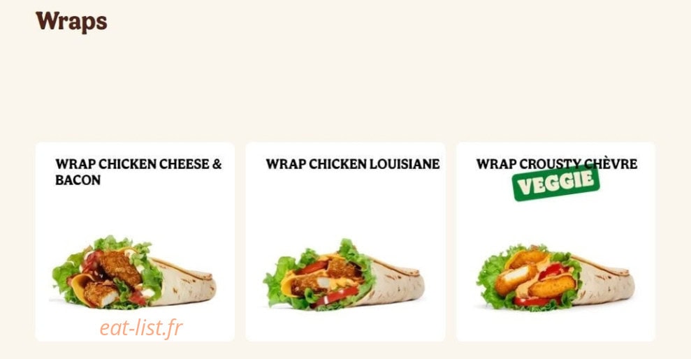 Burger King — carte page 8