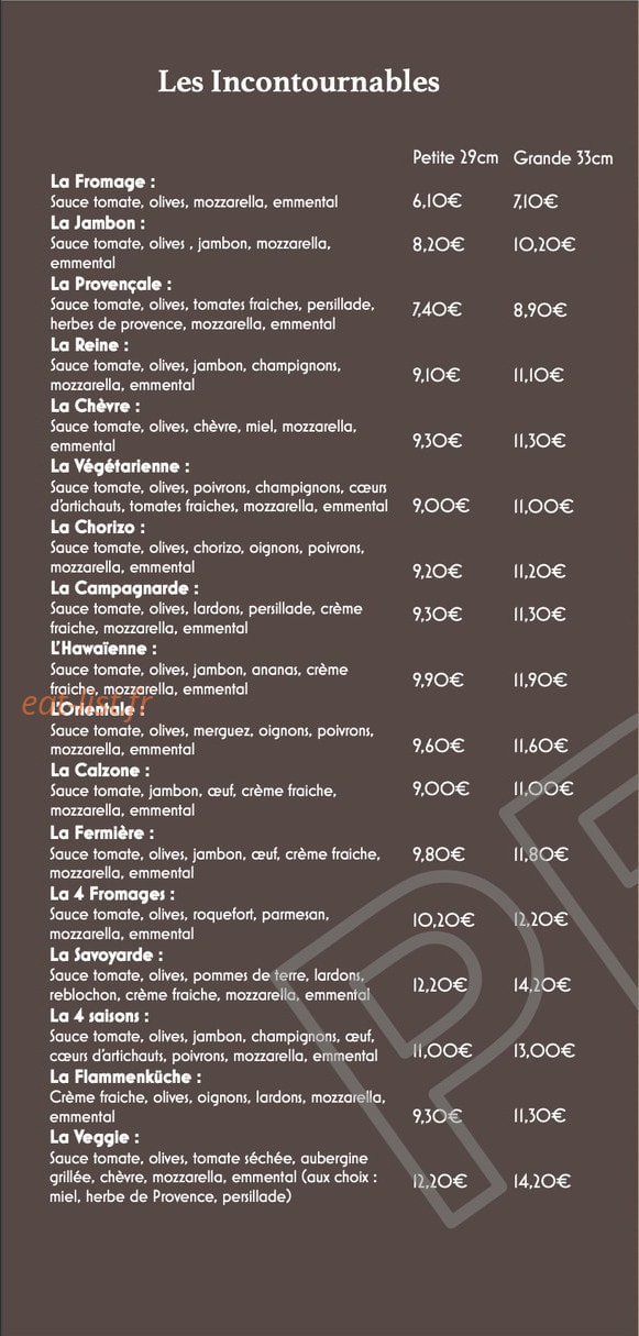 One Pizz' — carte page 2