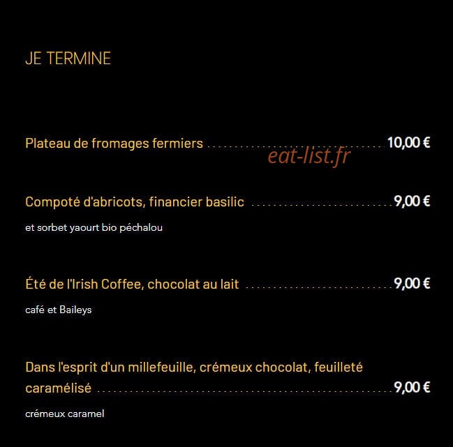 Carte et menu de Au Fil de L'eau à Sainte Foy la Grande — Je termine