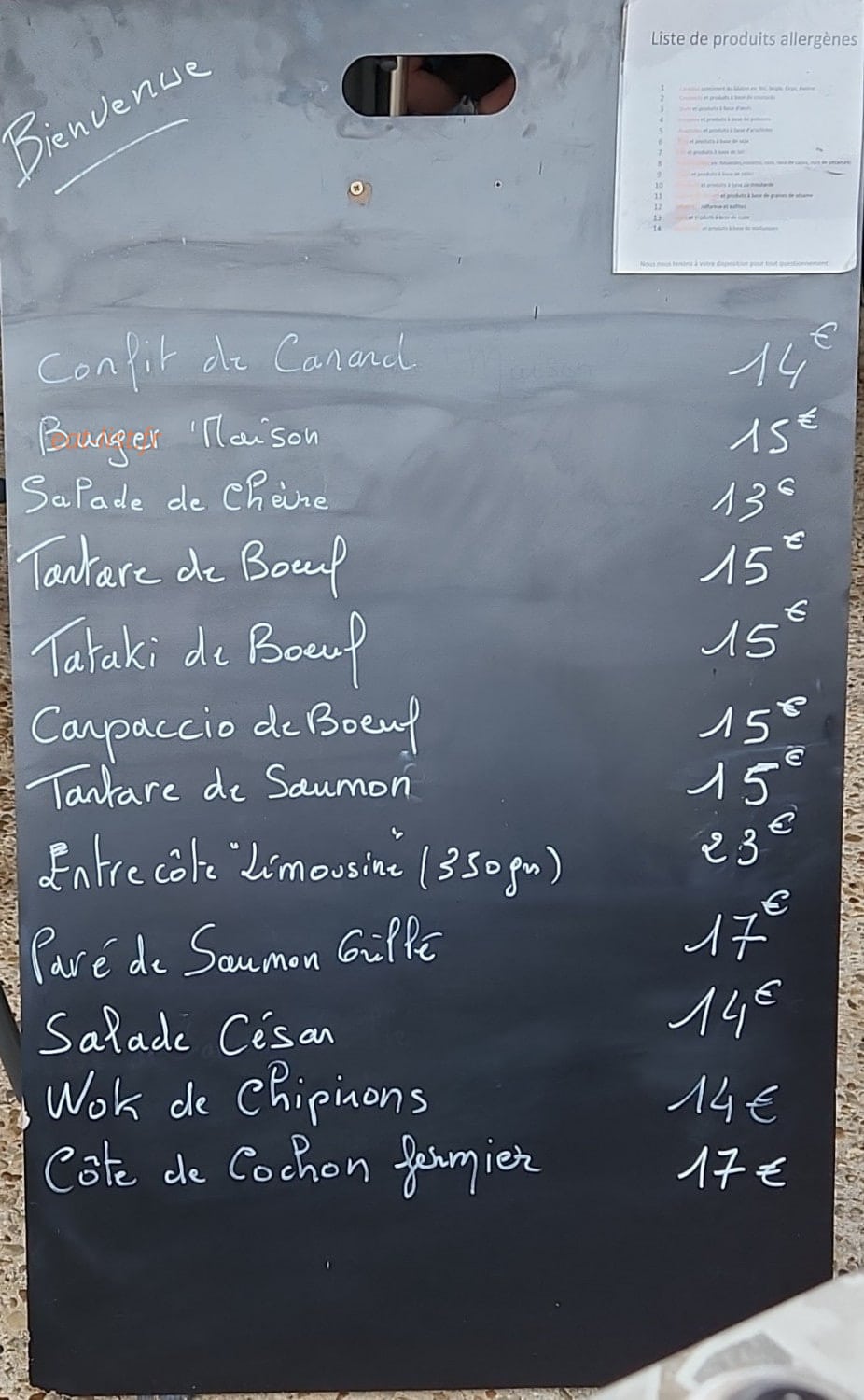 Carte et menu de Comptoir Des Sports à Sainte Foy la Grande — L'ardoise
