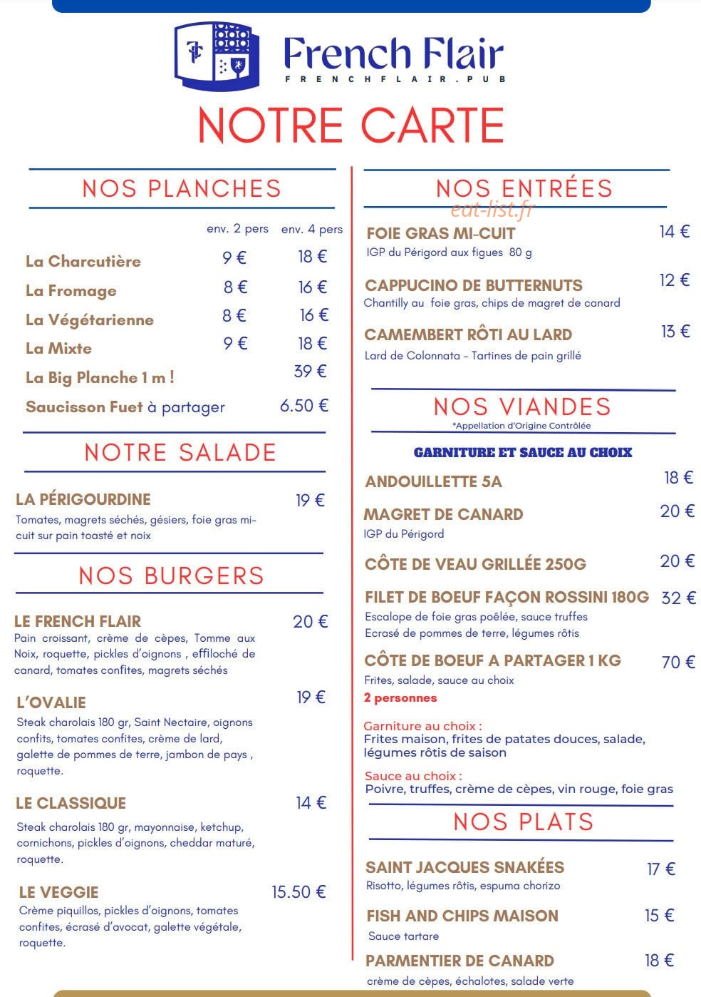 French Flair — carte page 1