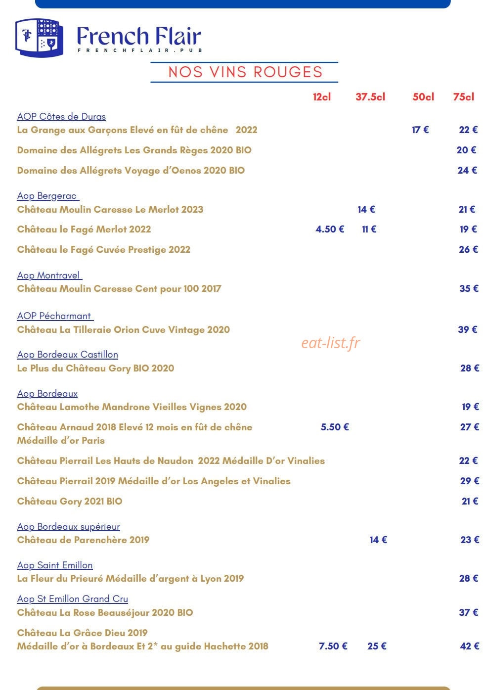 French Flair — carte page 7