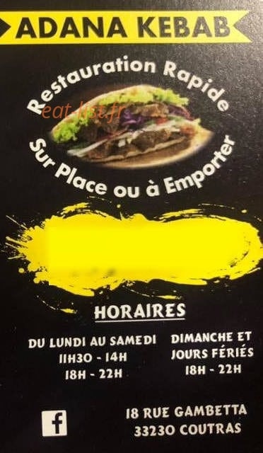 Adana kebab — carte page 1