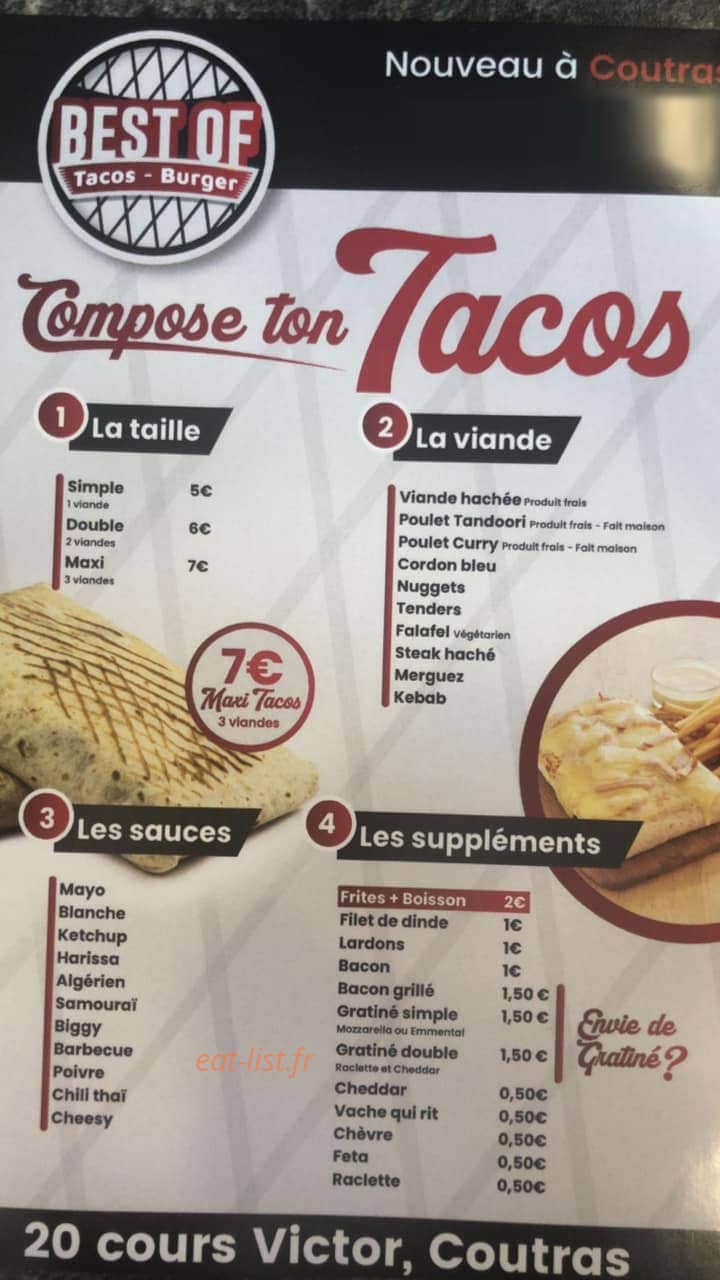 Best Of Tacos Burger — carte page 1