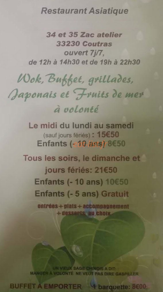 Gourmet D'Asie — carte page 1