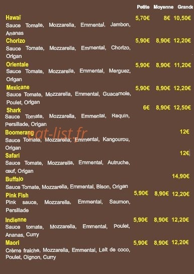 Hawaiian pizza — carte page 3