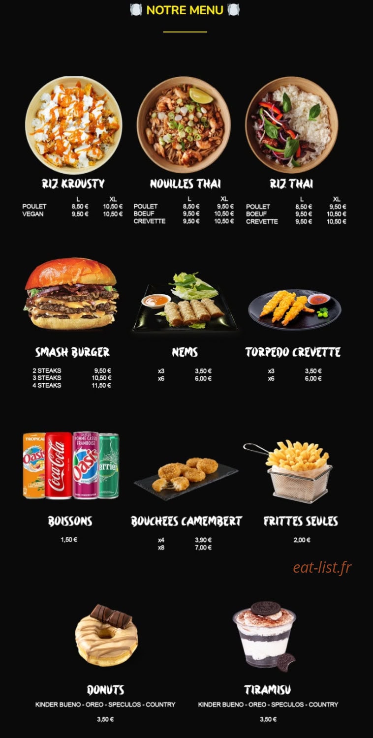 Krousty Rice — carte page 1