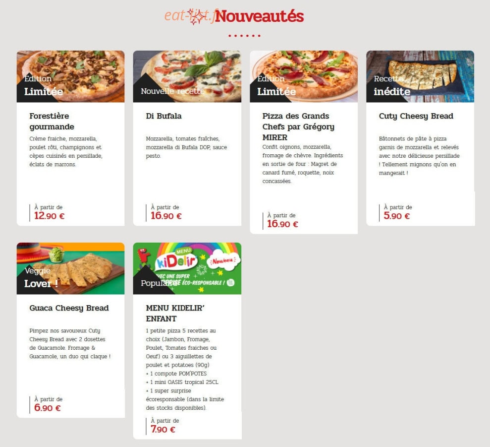 La Boîte à Pizza — carte page 1