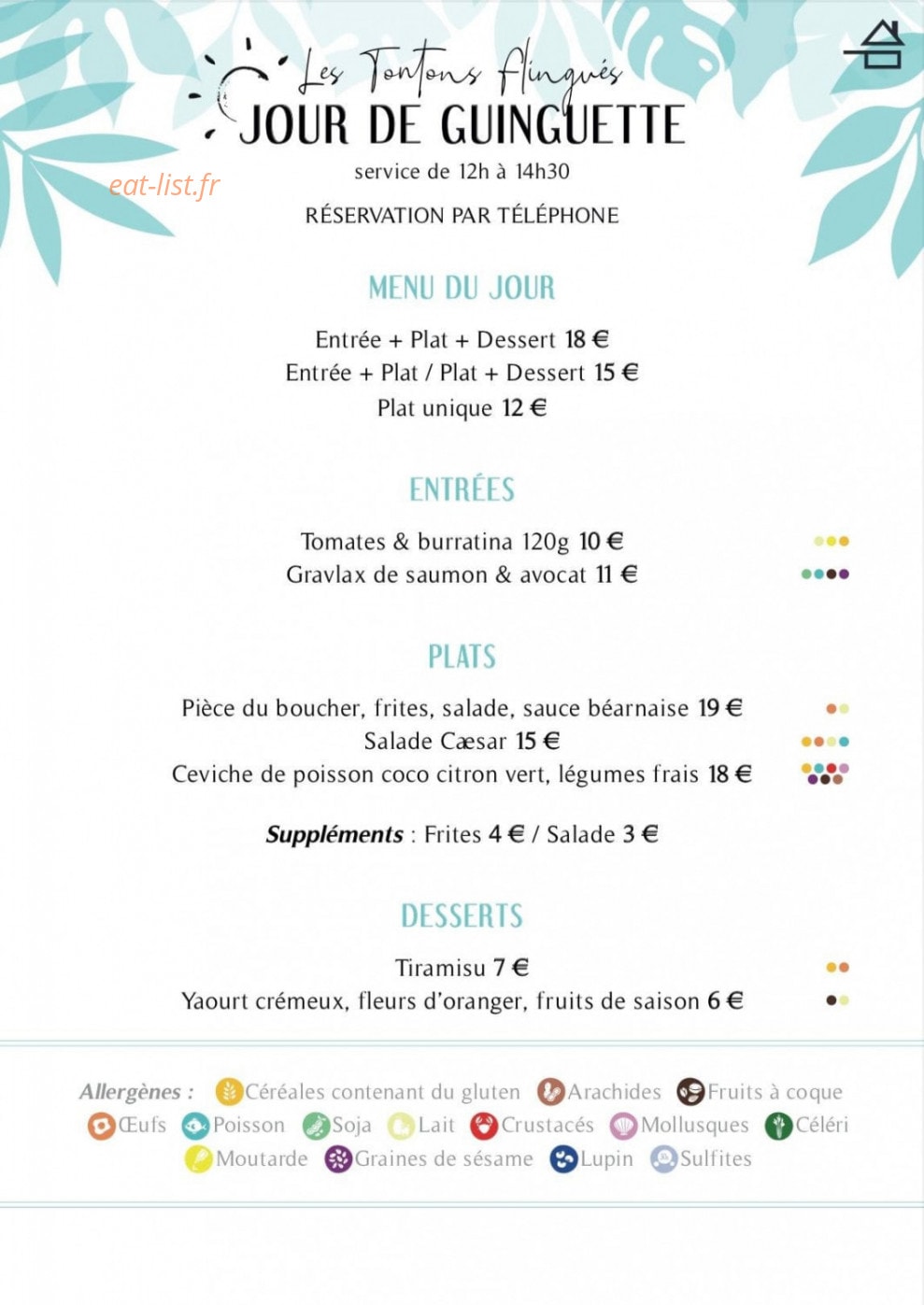 La Guinguette des Tontons Flingués — carte page 1