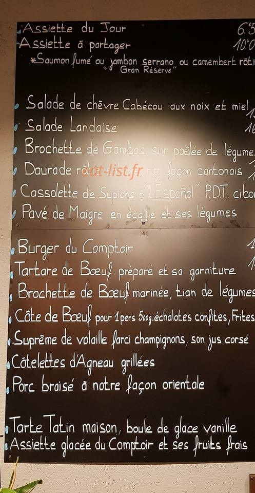 Le Comptoir — carte page 1
