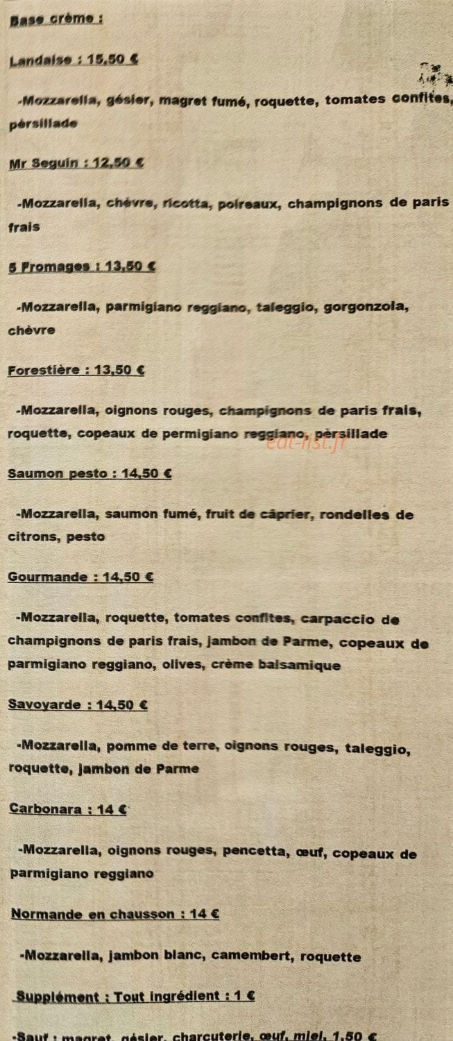 Carte et menu de La Casa Napolitana à Saint Medard de Guizieres — Les pizzas (suite)