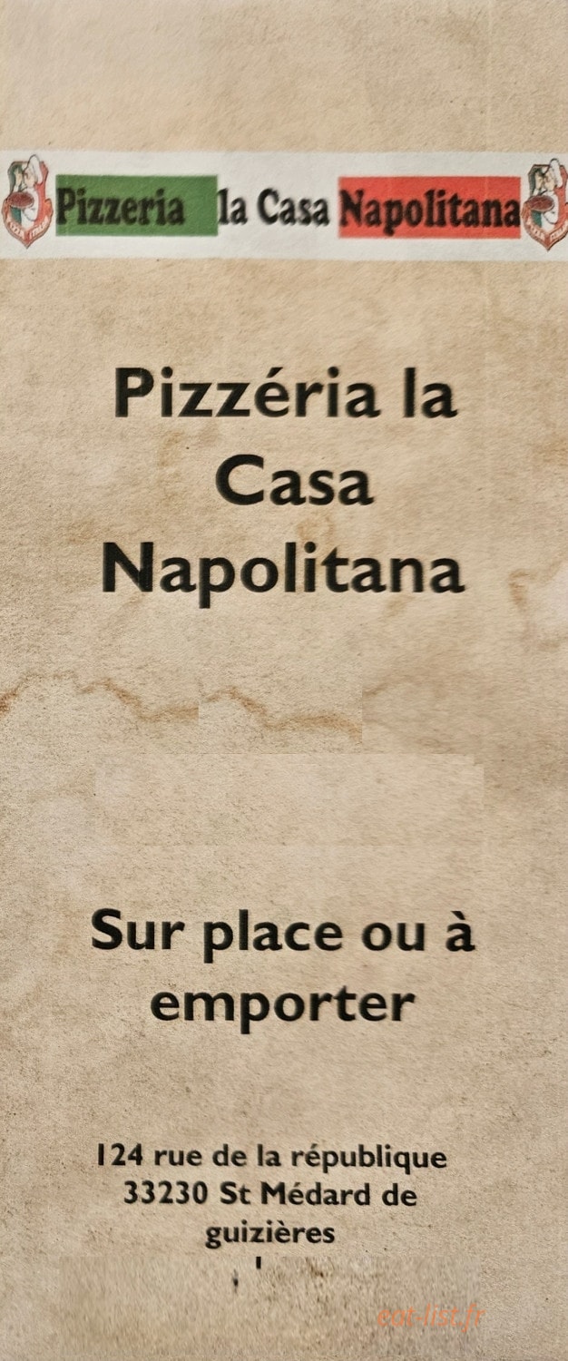 Carte et menu La Casa Napolitana Saint Medard de Guizieres