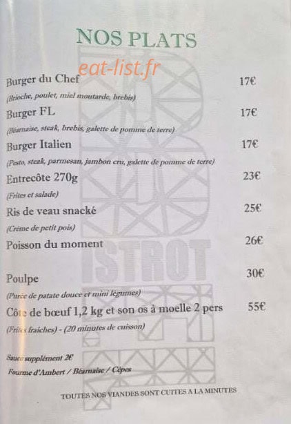 Bistrot FL. — carte page 2