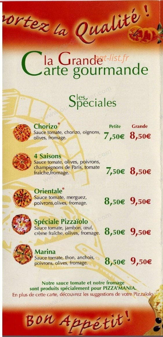 Pizza Mania — carte page 3