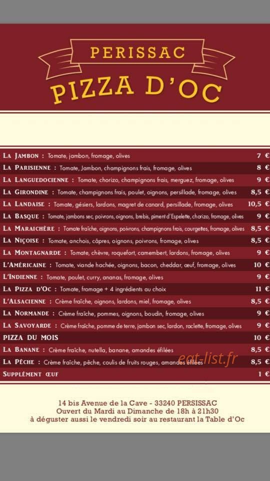 La table d'oc — carte page 1
