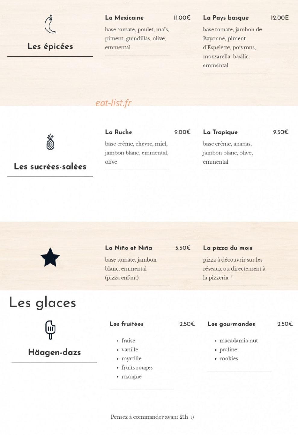 Niño pizzas — carte page 2