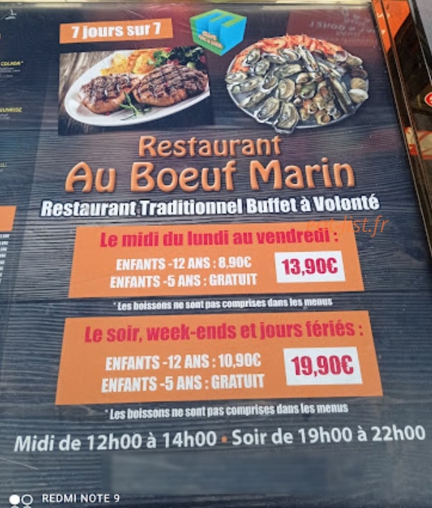 Au Boeuf Marin — carte page 1