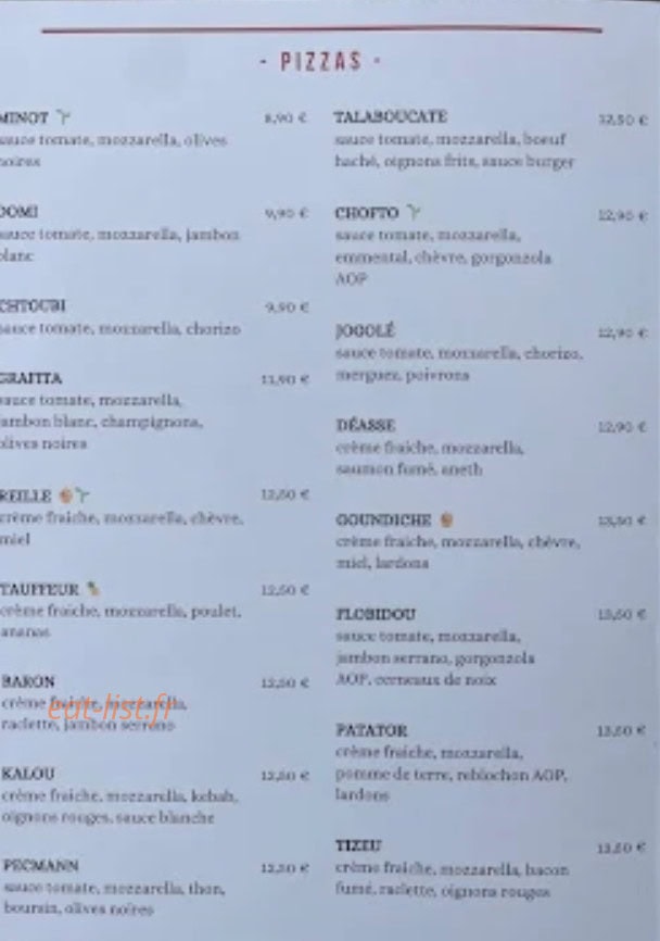 Carte et menu de Eat Rapizz’ à Saint Andre de Cubzac — Les pizzas