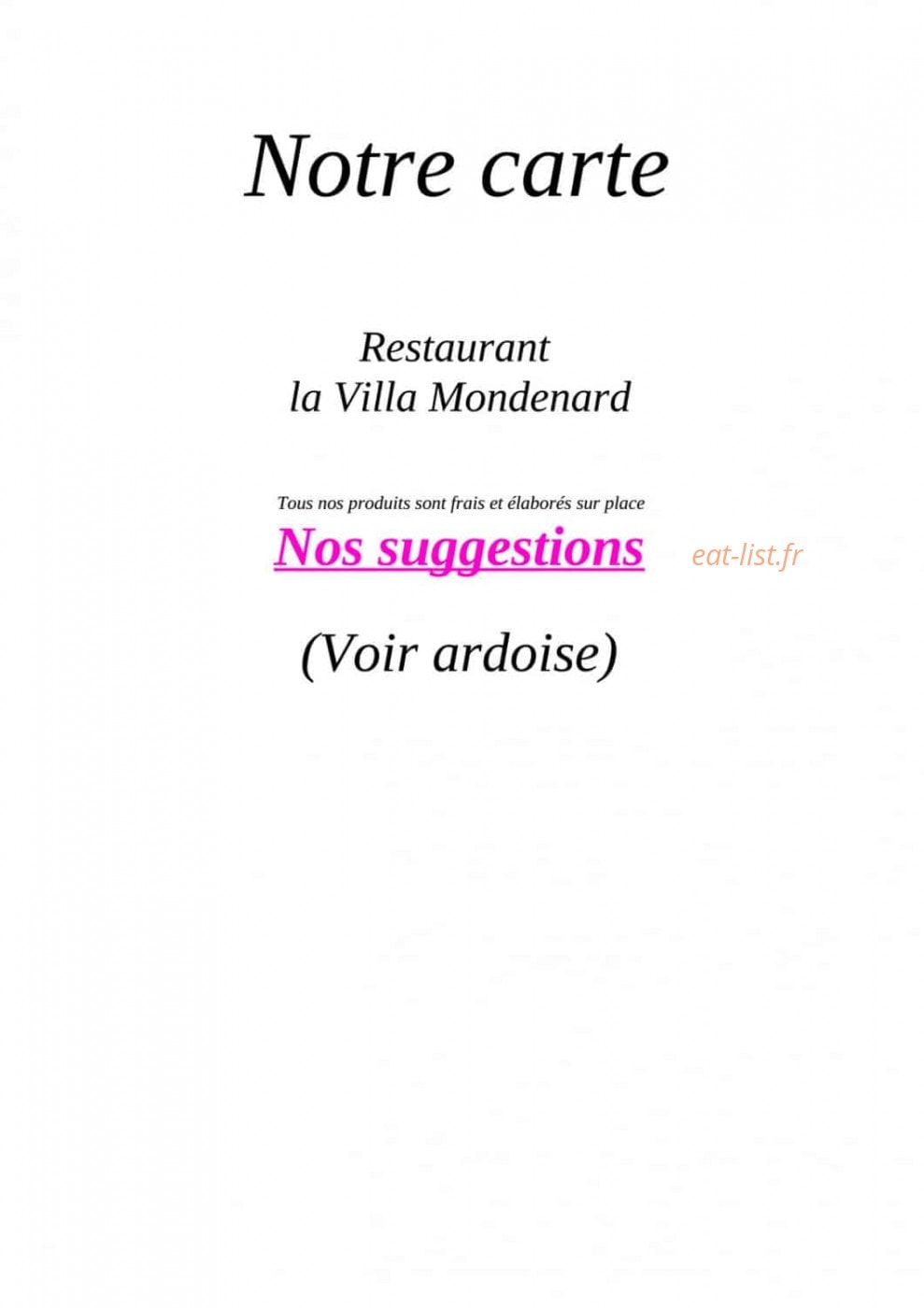 La Villa Mondénard — carte page 1
