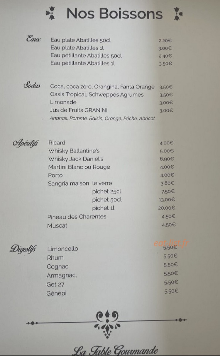La Table Gourmande — carte page 6