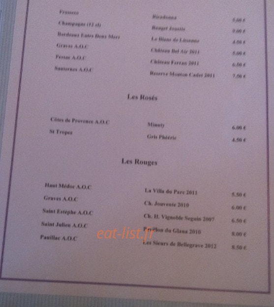 Le Pauillac — carte page 1